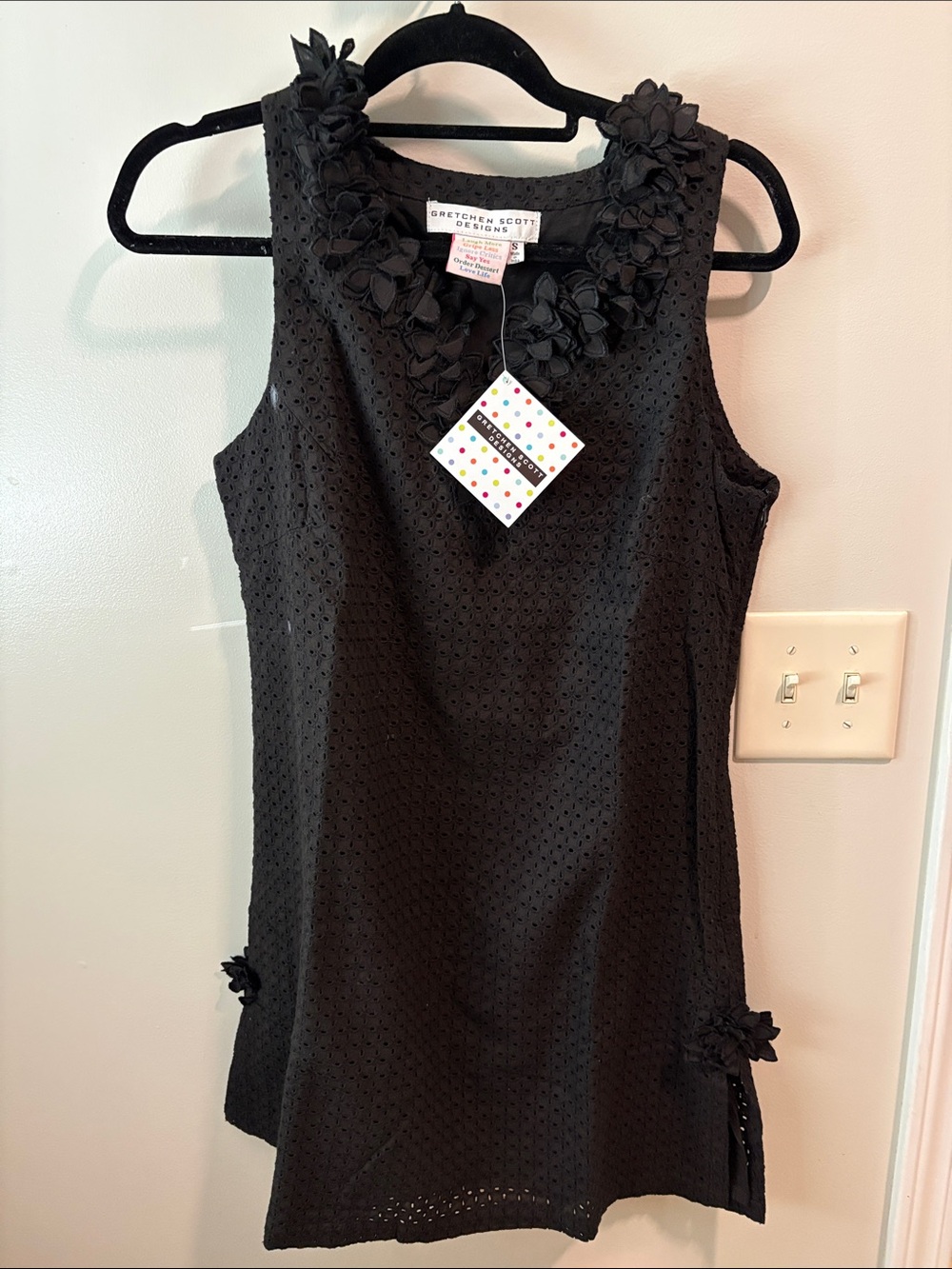 Gretchen Scott Designs Black Eyelet Dress with Floral Collar
